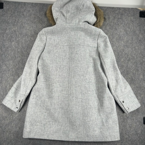 J.Crew Chateau Parka Coat Womens 16 Gray Italian Stadium Cloth Nello Gori Fur - Picture 16 of 16
